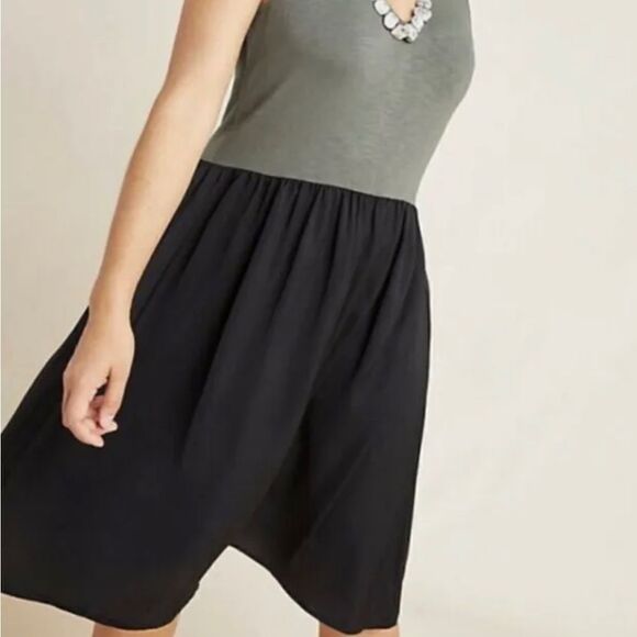 Anthropologie Dolan Fabina Women’s Tank Dress Colorblock Green Black size XS EUC - Picture 2 of 11